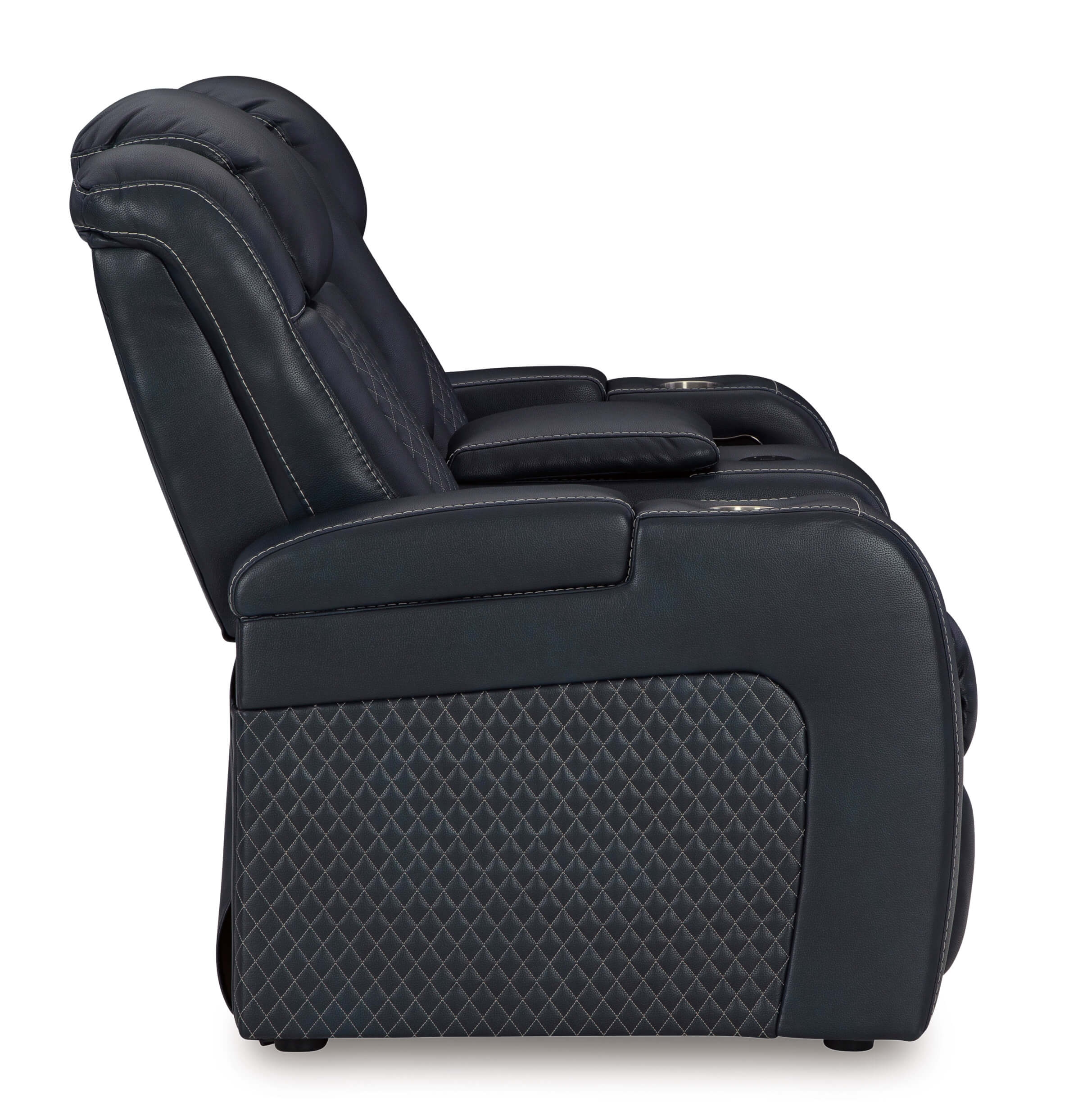 Fyne-Dyme Polyester/PU Power Reclining Loveseat w/Ambient Blue LED Lighting