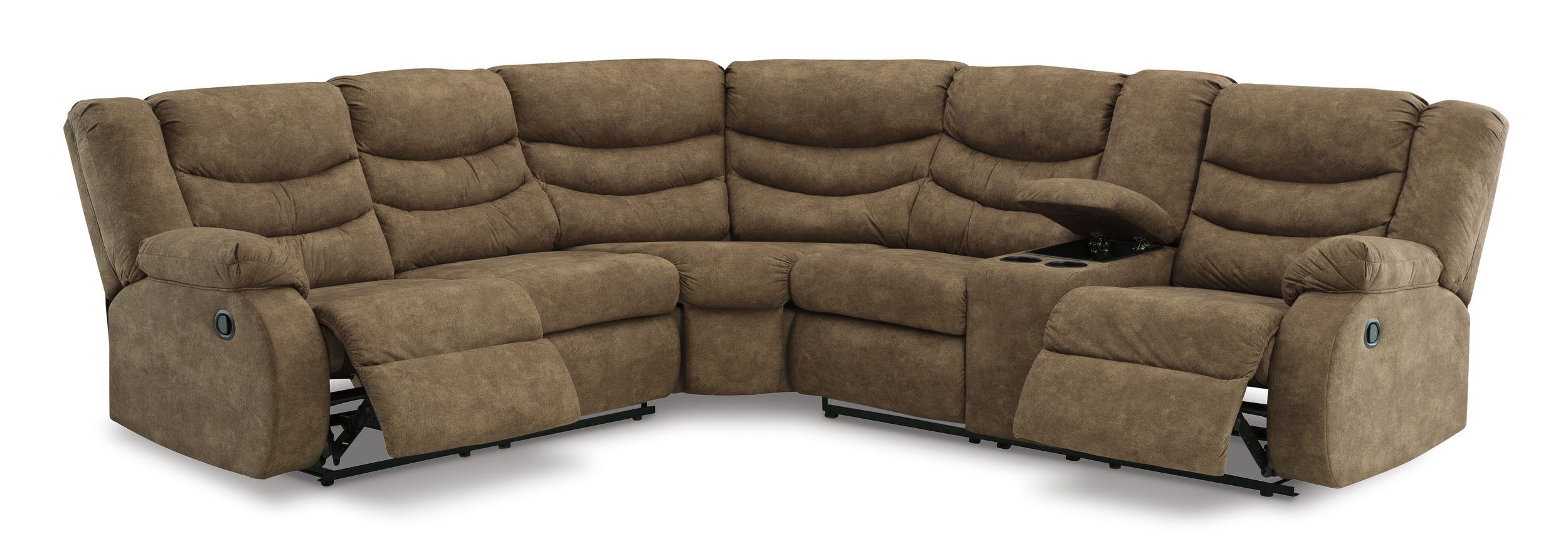 Partymate 2-Piece Faux Leather L-Shaped Reclining Sectional Sofa w/Console