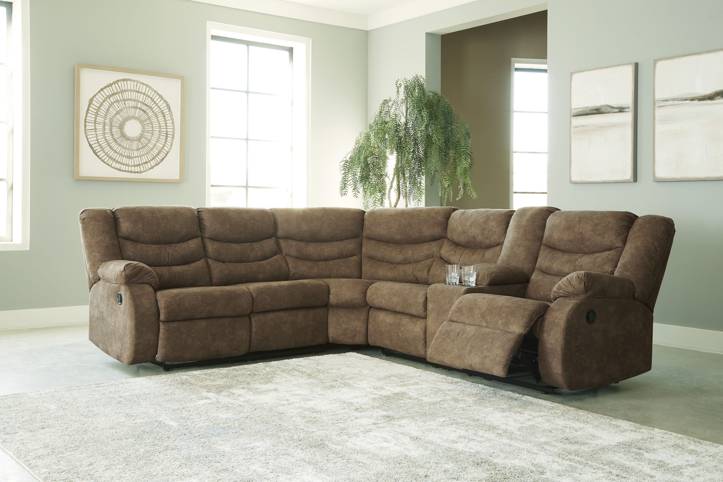 Partymate 2-Piece Faux Leather L-Shaped Reclining Sectional Sofa