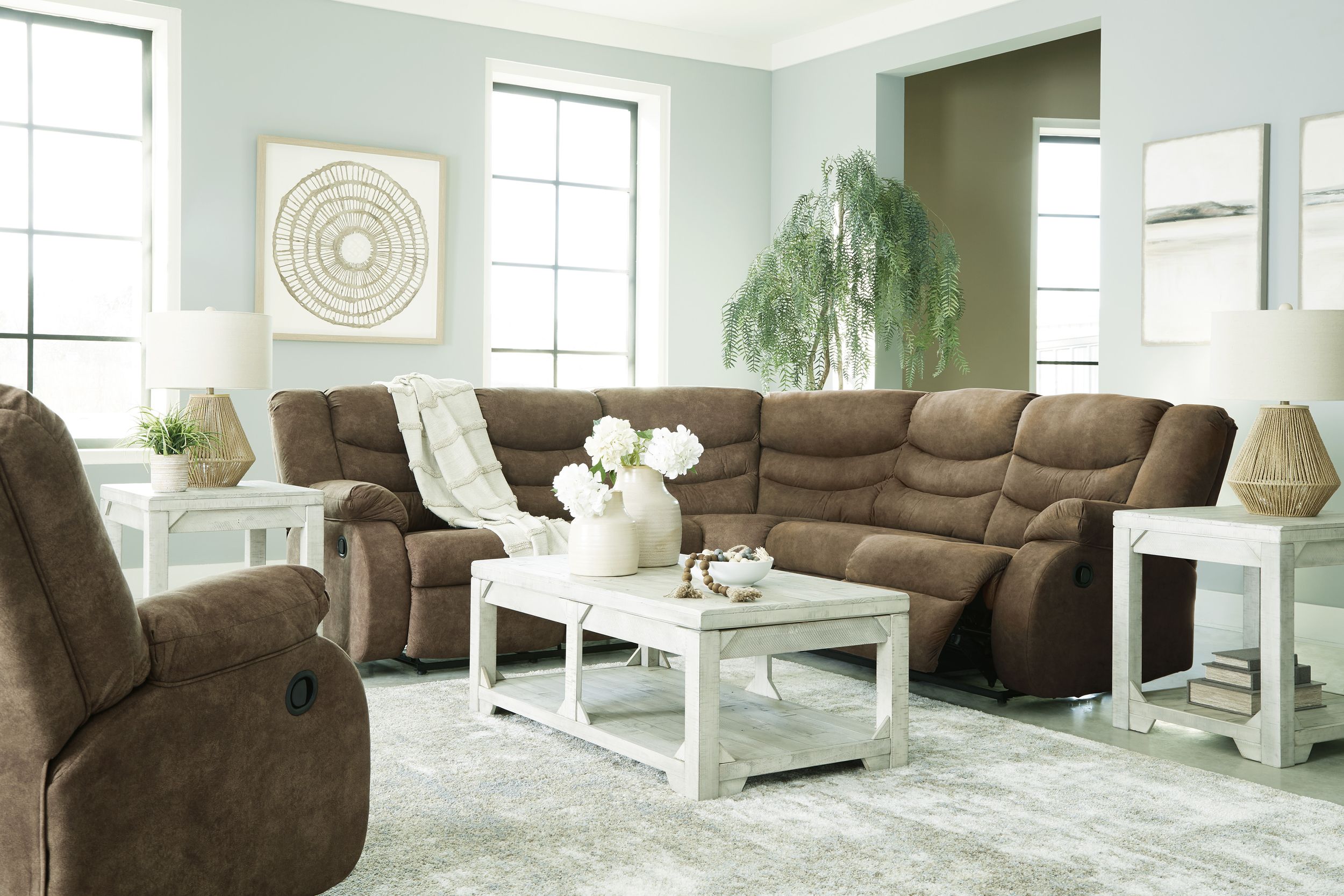 Partymate 2-Piece Faux Leather L-Shaped Reclining Sectional Sofa