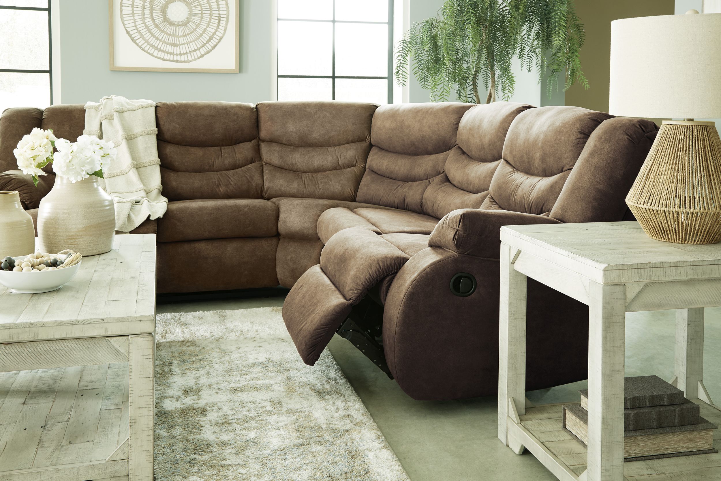 Partymate 2-Piece Faux Leather L-Shaped Reclining Sectional Sofa