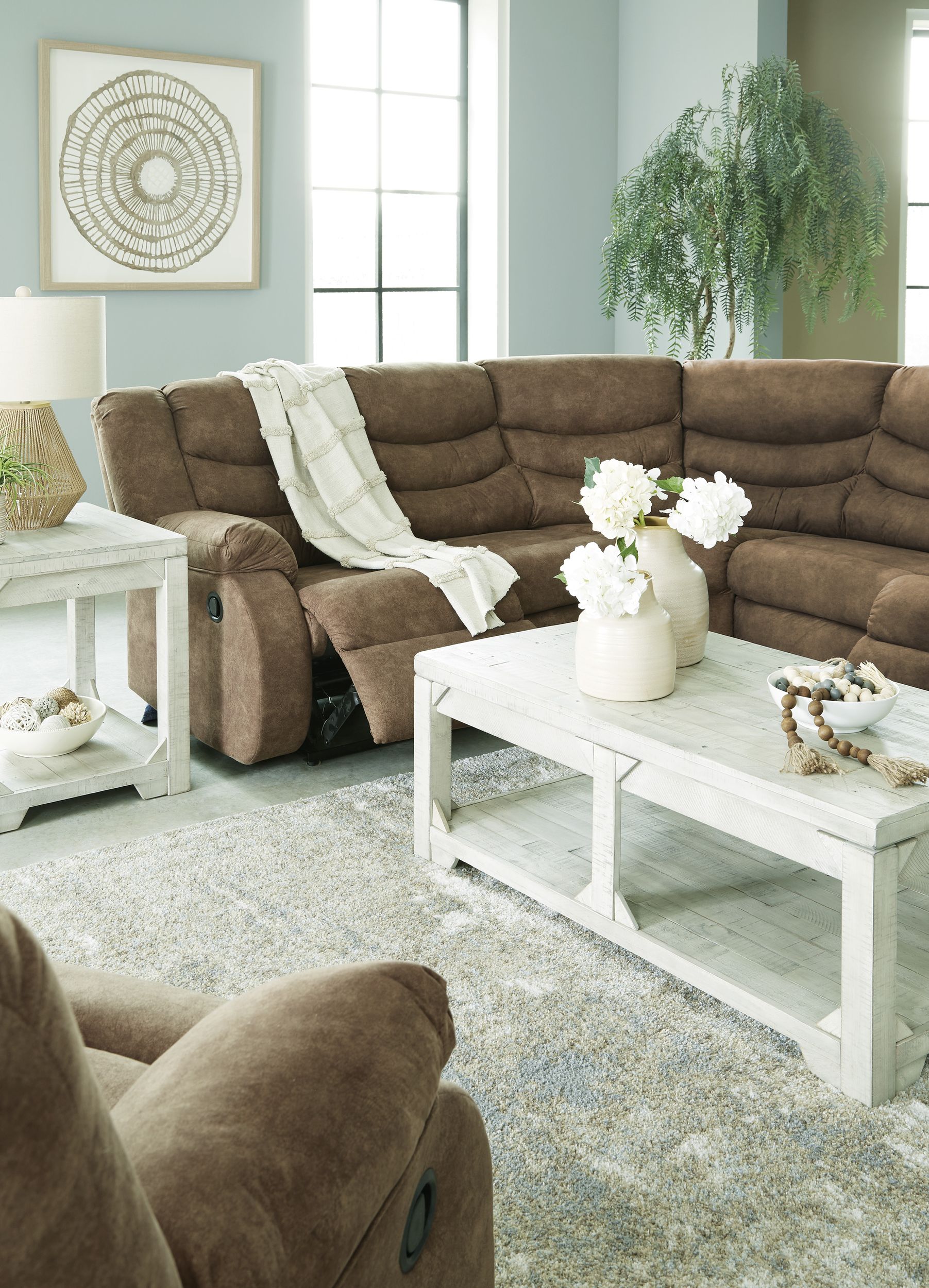 Partymate 2-Piece Faux Leather L-Shaped Reclining Sectional Sofa