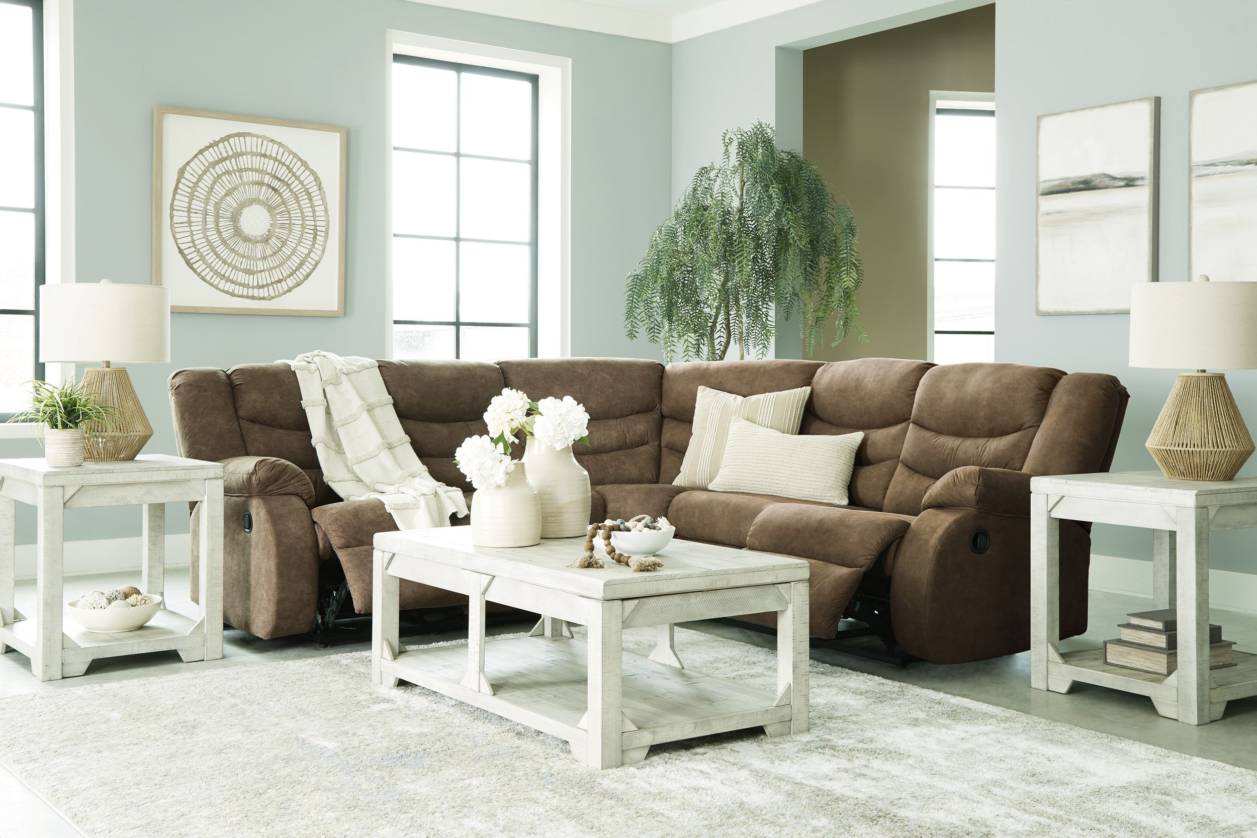 Partymate 2-Piece Faux Leather L-Shaped Reclining Sectional Sofa