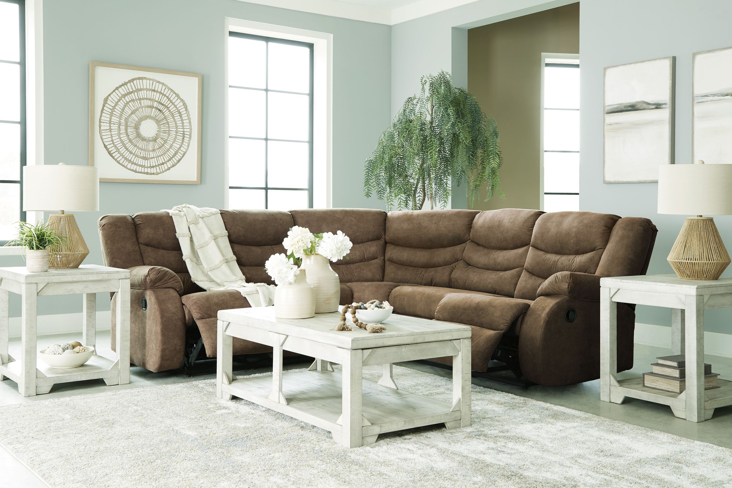 Partymate 2-Piece Faux Leather L-Shaped Reclining Sectional Sofa