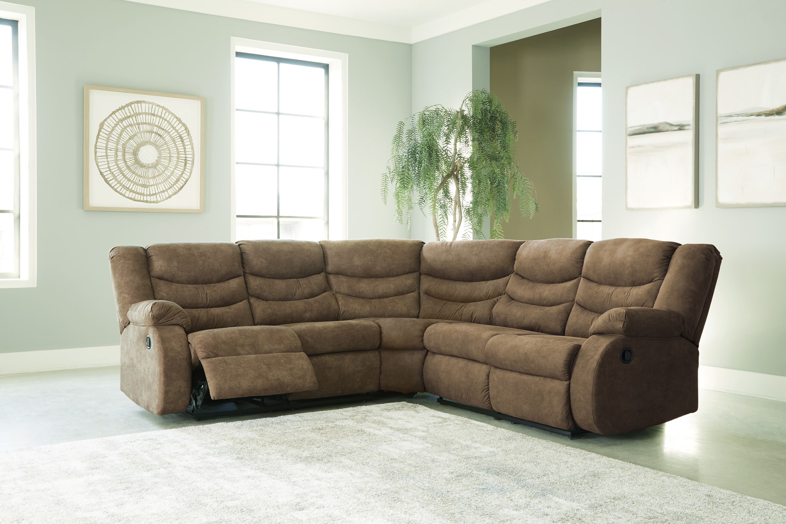 Partymate 2-Piece Faux Leather L-Shaped Reclining Sectional Sofa