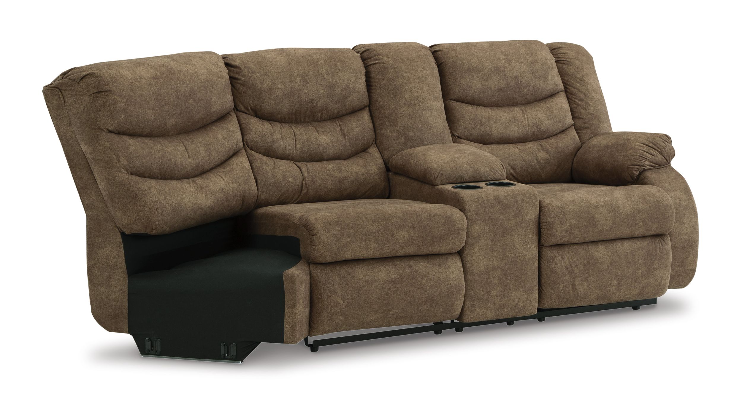 Partymate 2-Piece Faux Leather L-Shaped Reclining Sectional Sofa w/Console