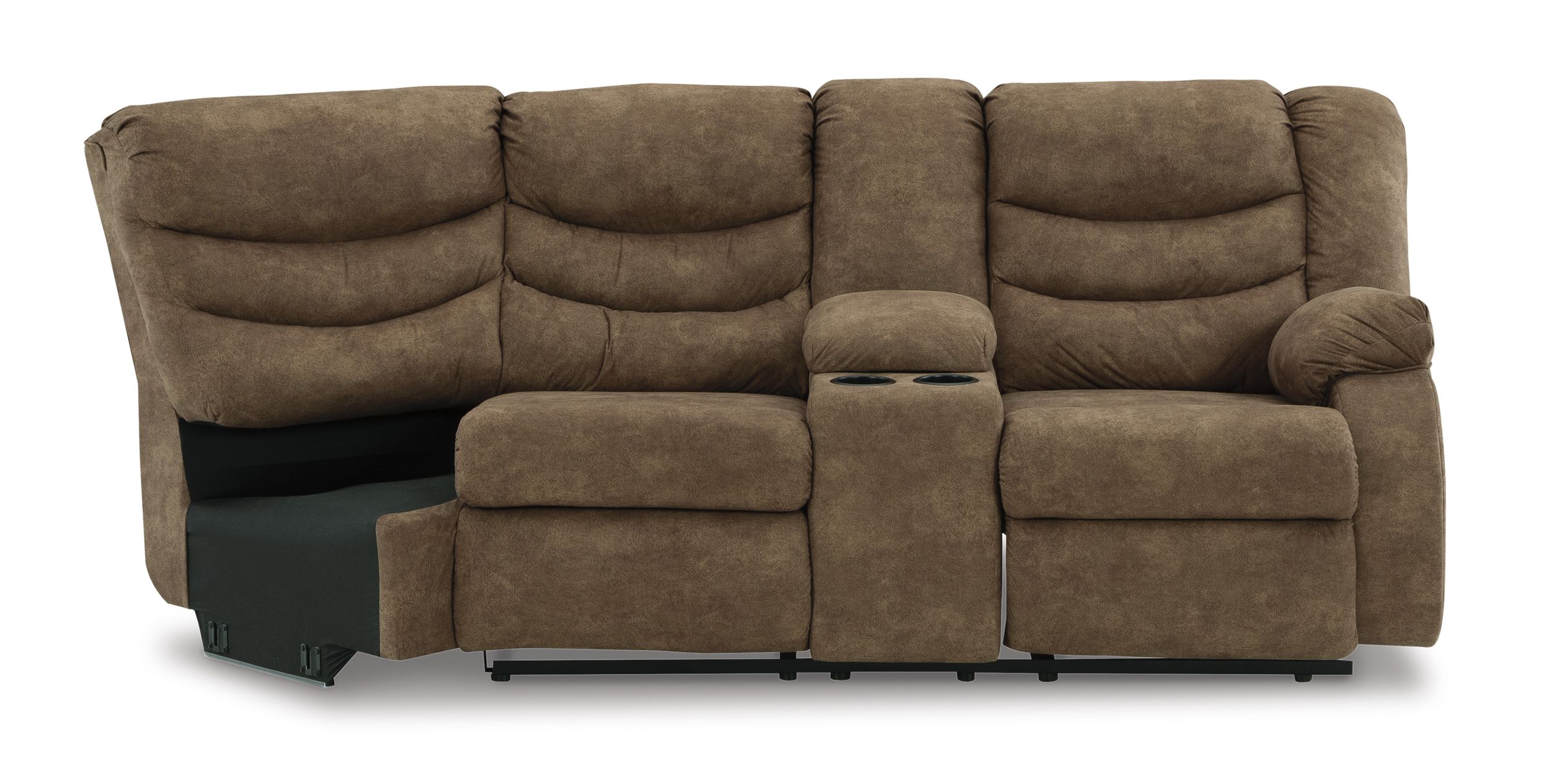 Partymate 2-Piece Faux Leather L-Shaped Reclining Sectional Sofa w/Console