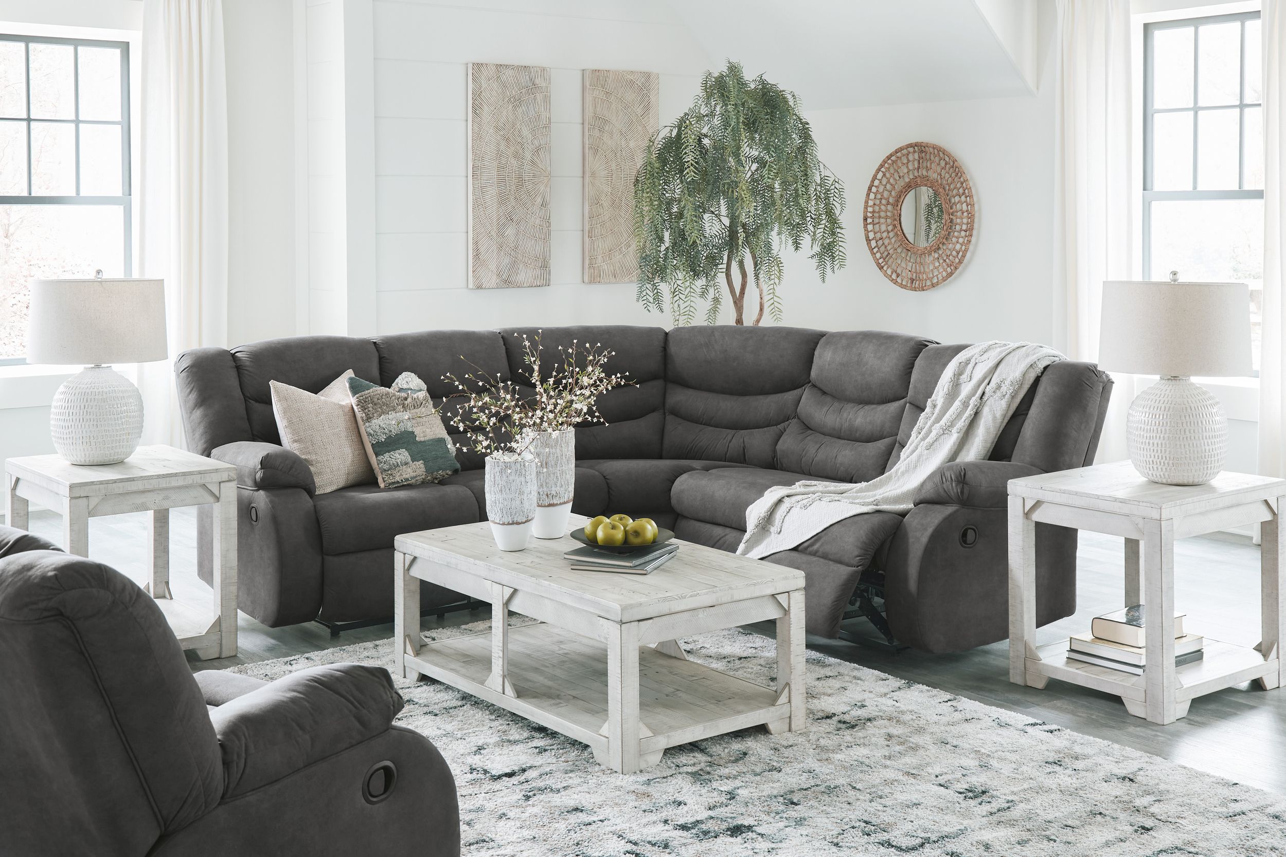 Partymate 2-Piece Faux Leather L-Shaped Reclining Sectional Sofa