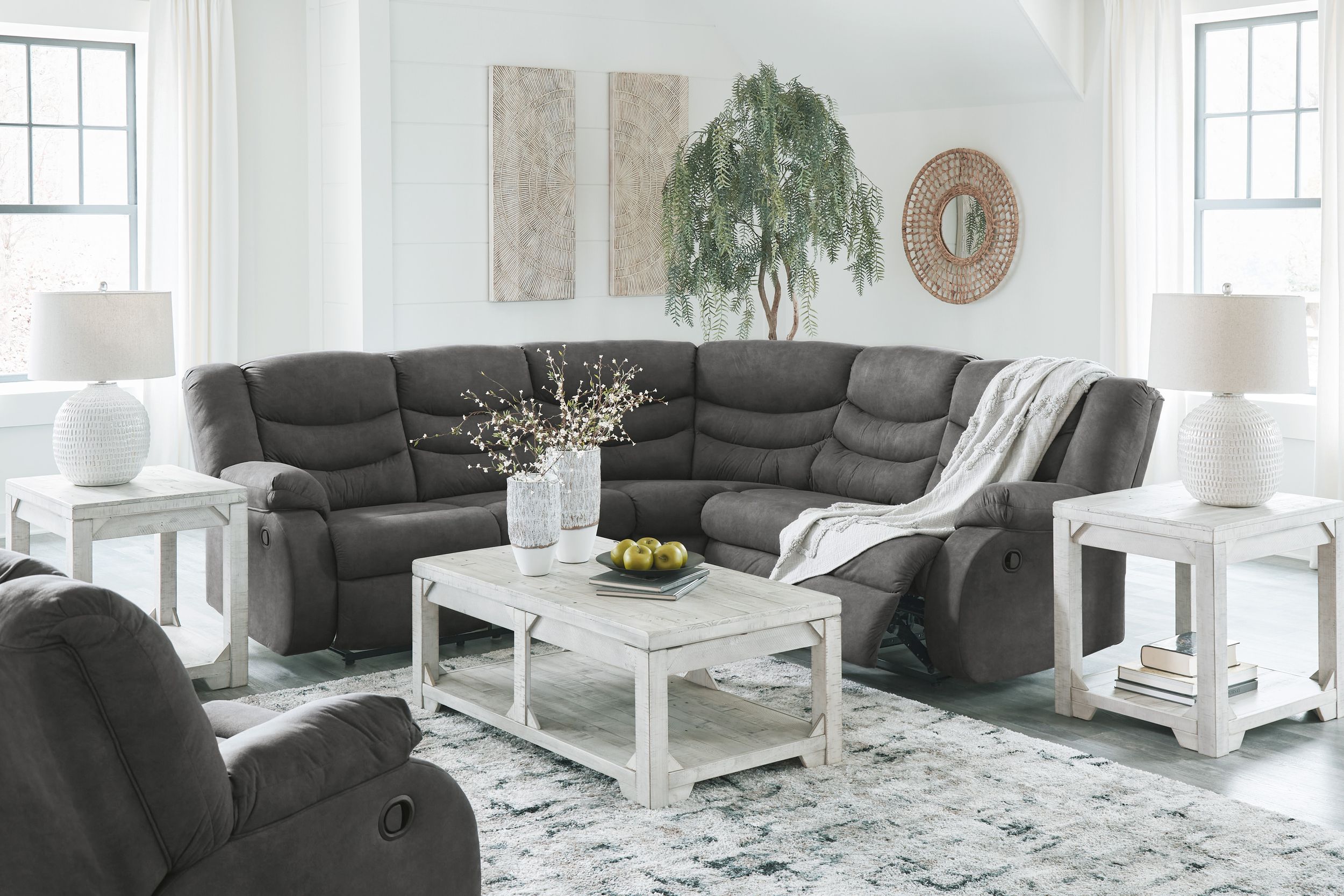 Partymate 2-Piece Faux Leather L-Shaped Reclining Sectional Sofa
