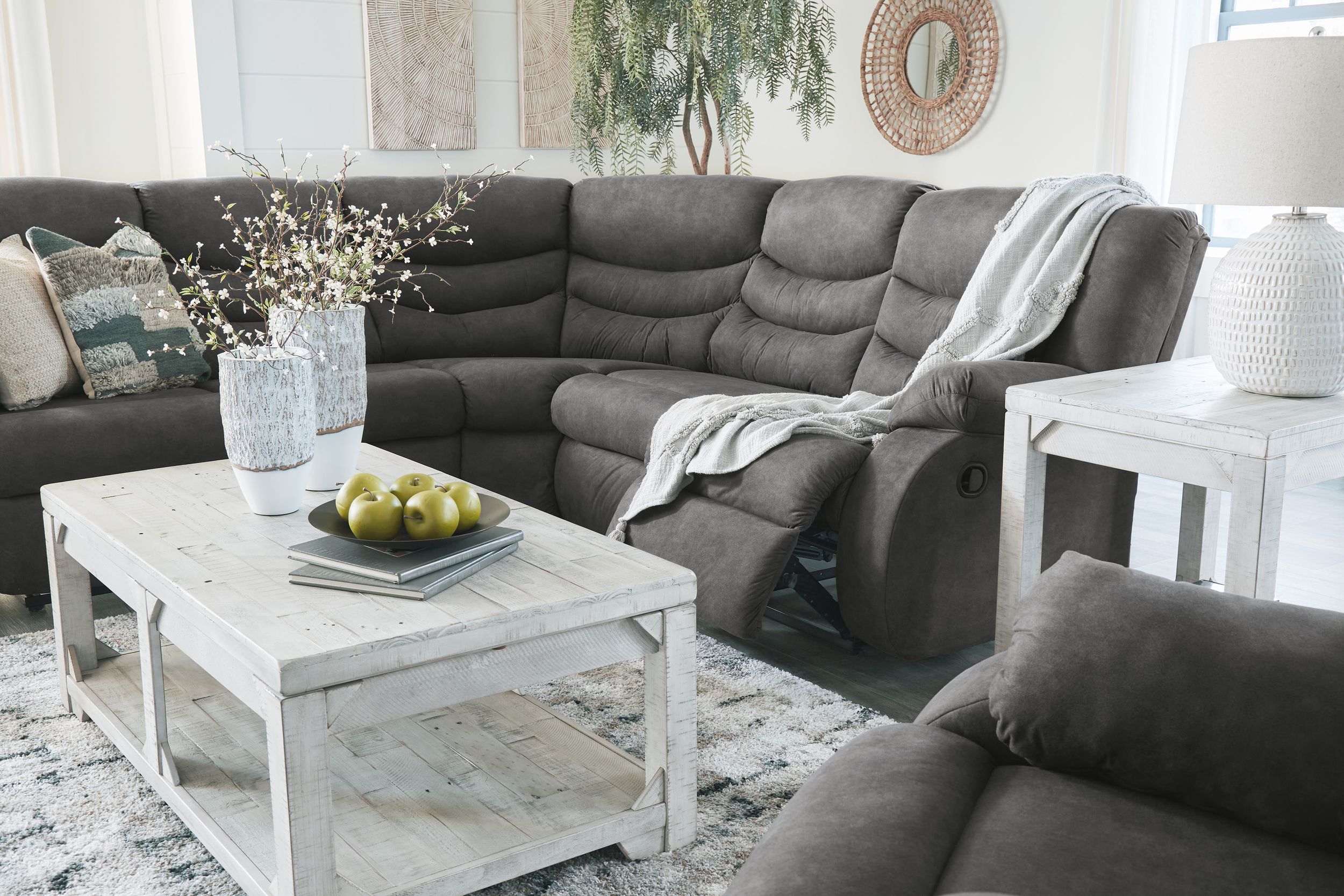 Partymate 2-Piece Faux Leather L-Shaped Reclining Sectional Sofa