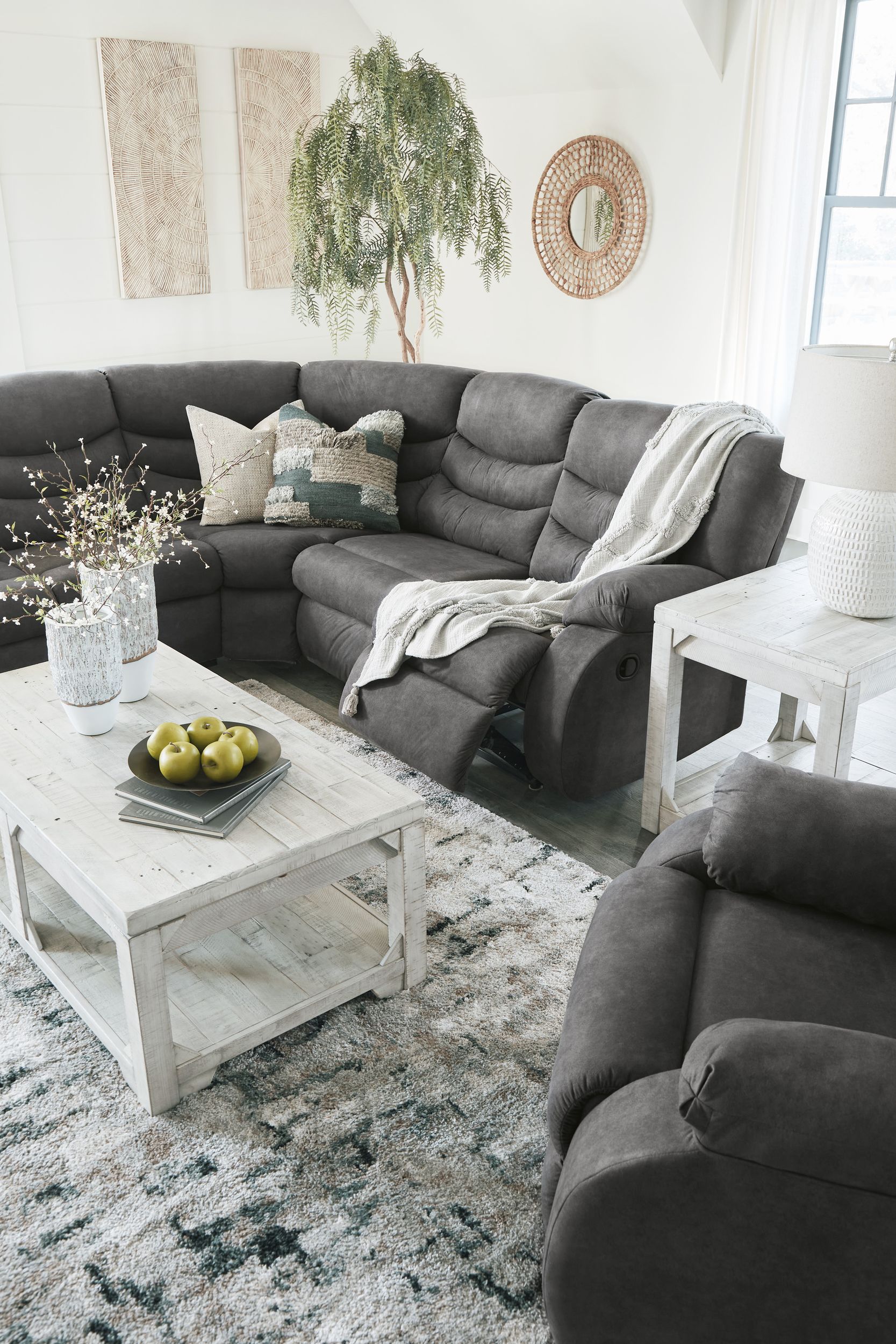 Partymate 2-Piece Faux Leather L-Shaped Reclining Sectional Sofa