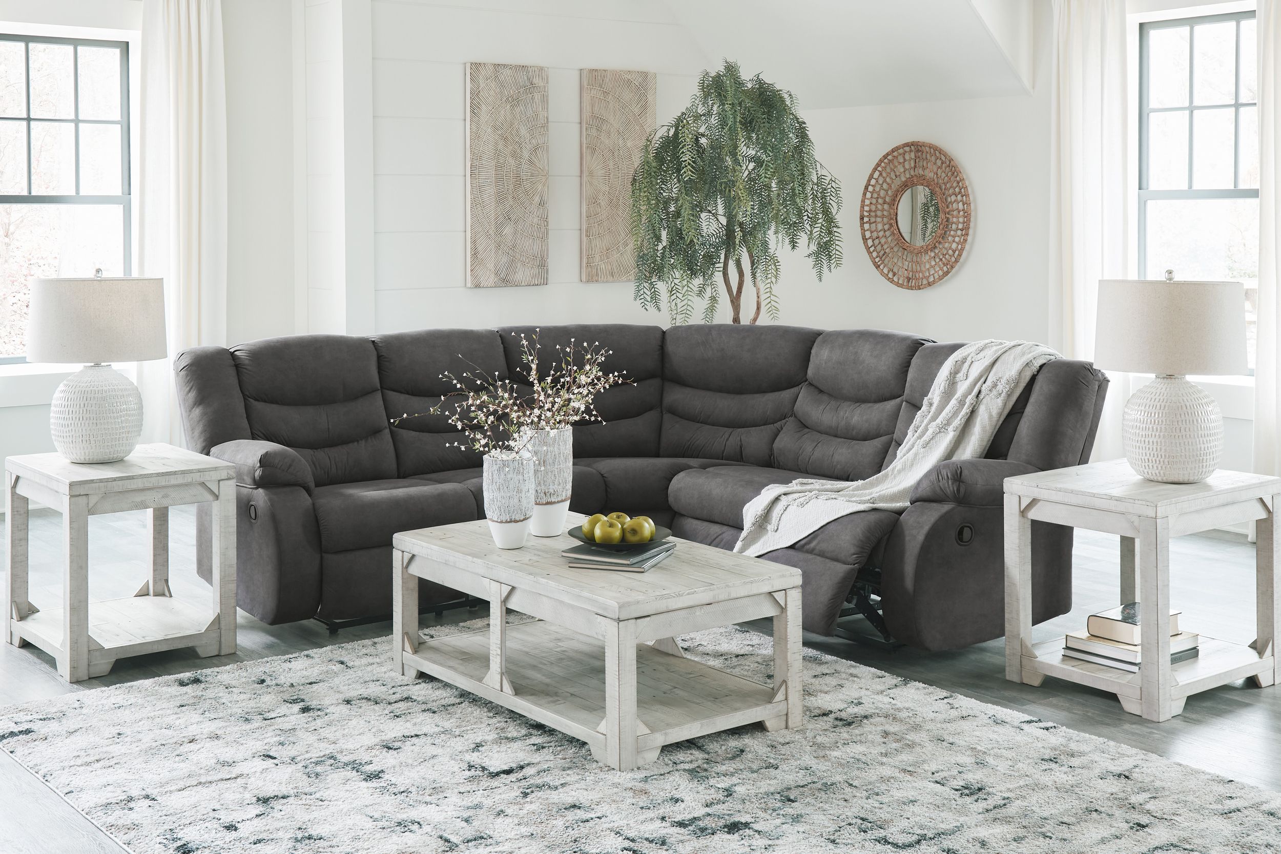 Partymate 2-Piece Faux Leather L-Shaped Reclining Sectional Sofa