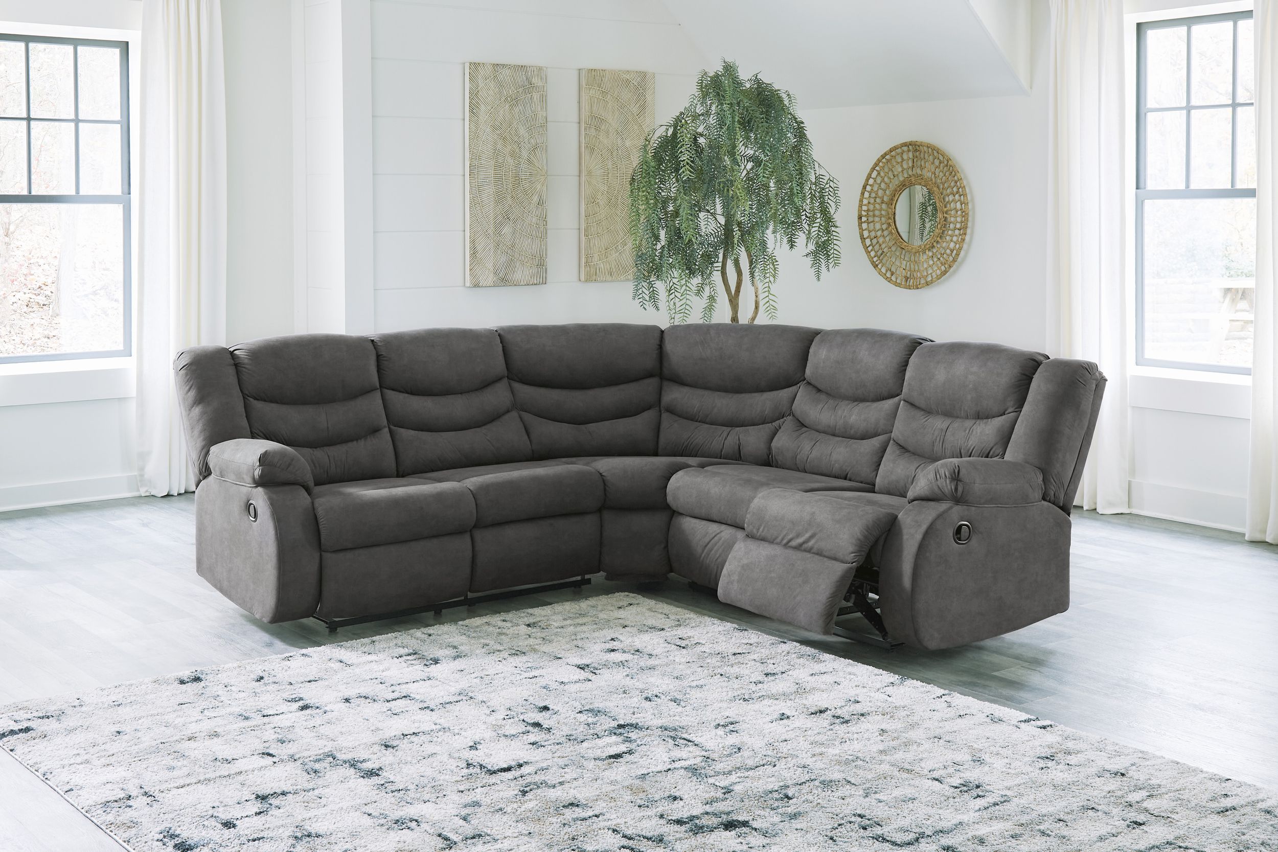 Partymate 2-Piece Faux Leather L-Shaped Reclining Sectional Sofa