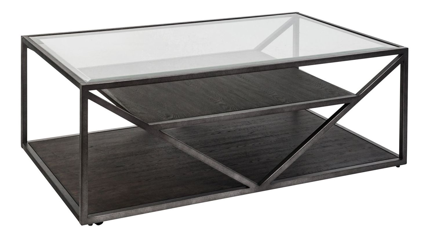 Arista Metal & Glass Cocktail Table Set with Casters