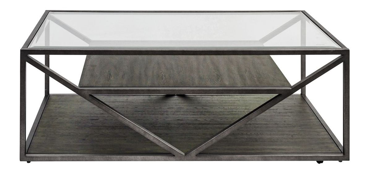 Arista Metal & Glass Cocktail Table Set with Casters
