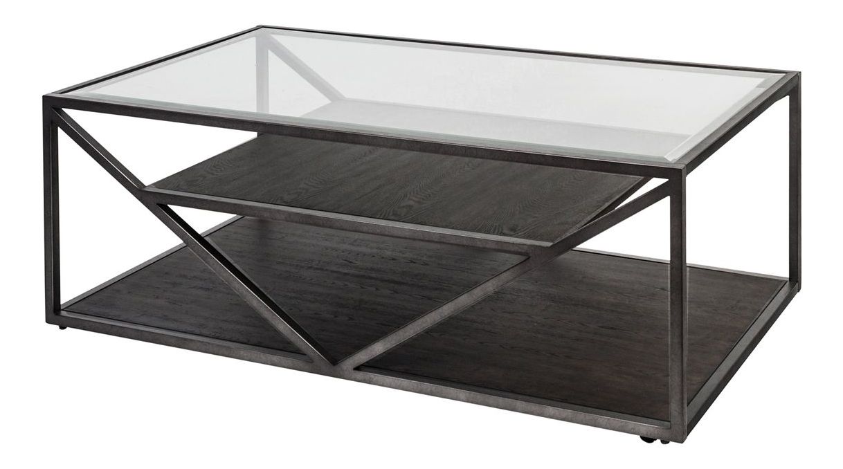 Arista Metal & Glass Cocktail Table Set with Casters