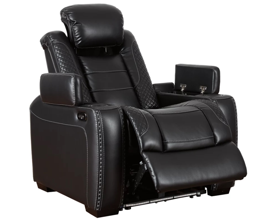 Party Time Leatherette Power Recliner w/Headrest