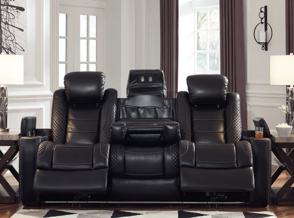 Party Time Black Leatherette Loveseat
