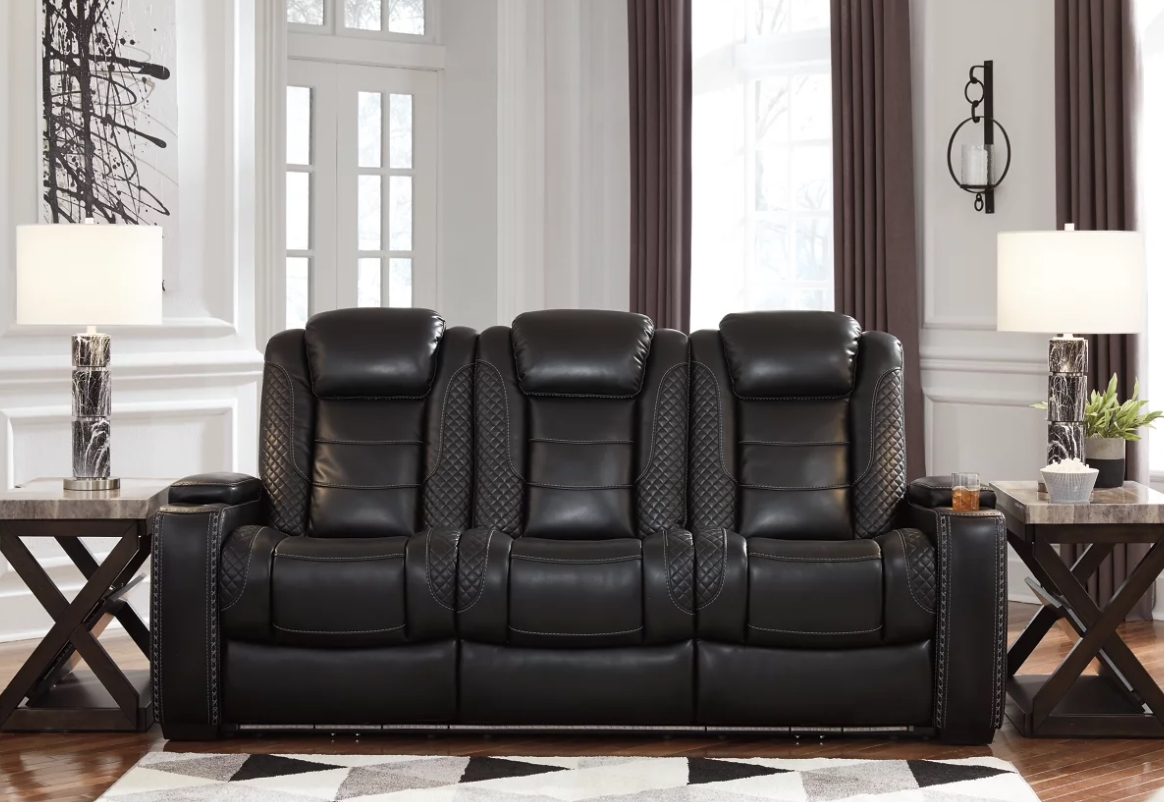Ashley Party Time Black Leatherette Sofa