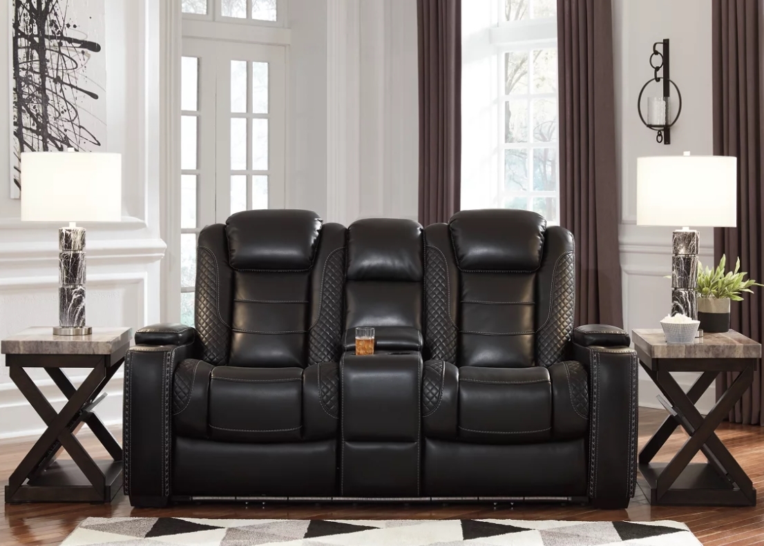 Ashley SM Party Time Leatherette Power Reclining Loveseat w/Headrest