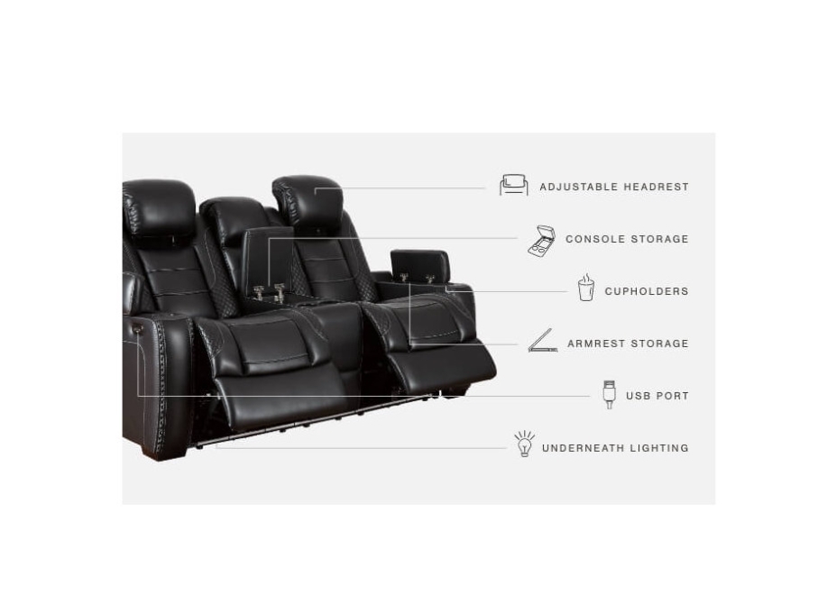 Ashley SM Party Time Leatherette Power Reclining Loveseat w/Headrest