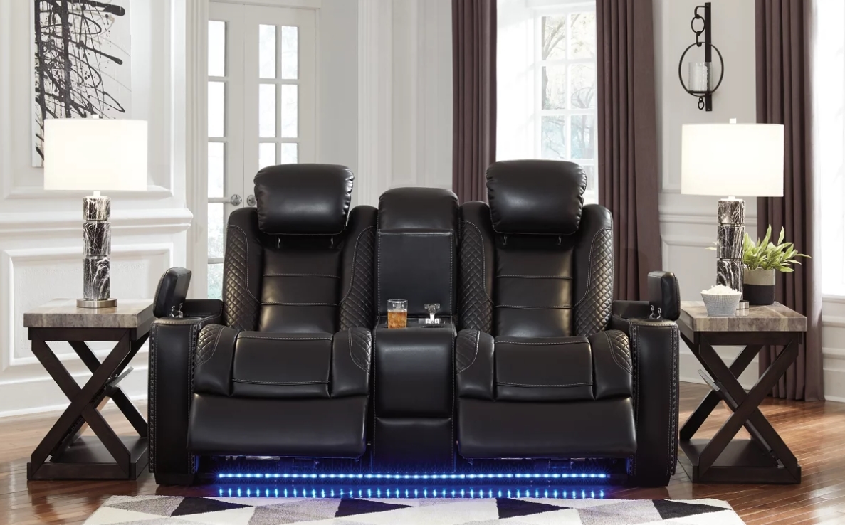 Ashley SM Party Time Leatherette Power Reclining Loveseat w/Headrest