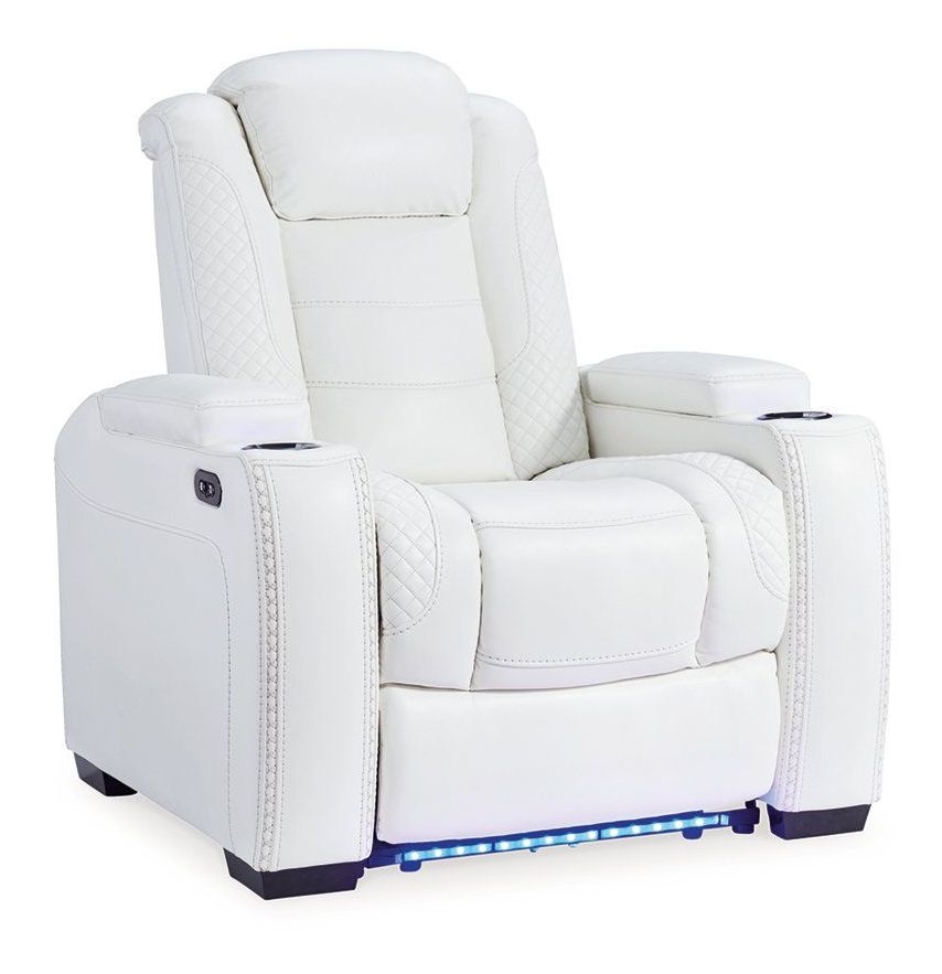 Party Time Leatherette Power Recliner w/Headrest