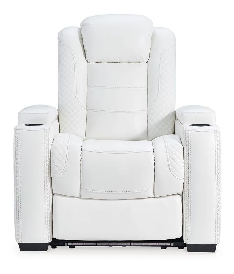 Party Time Leatherette Power Recliner w/Headrest