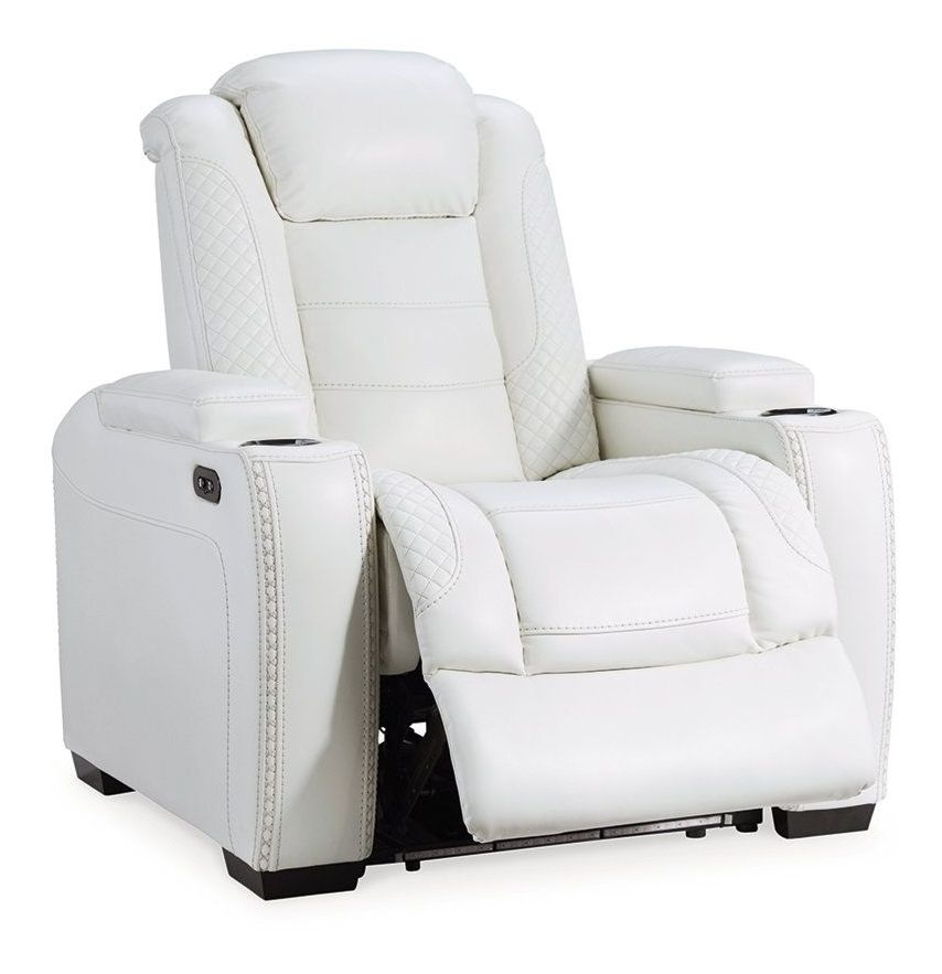 Party Time Leatherette Power Recliner w/Headrest