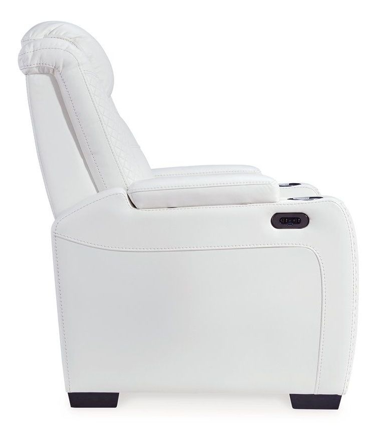 Party Time Leatherette Power Recliner w/Headrest