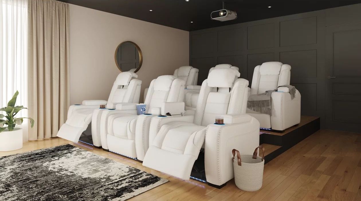 Party Time Leatherette Power Recliner w/Headrest