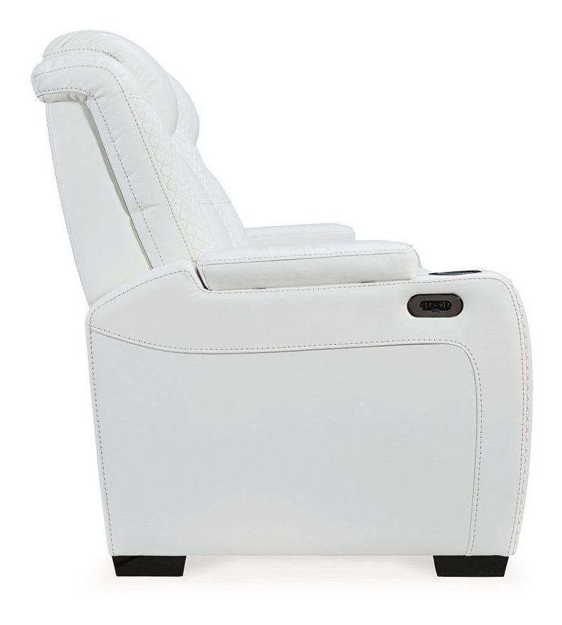 party time power reclining sofa white