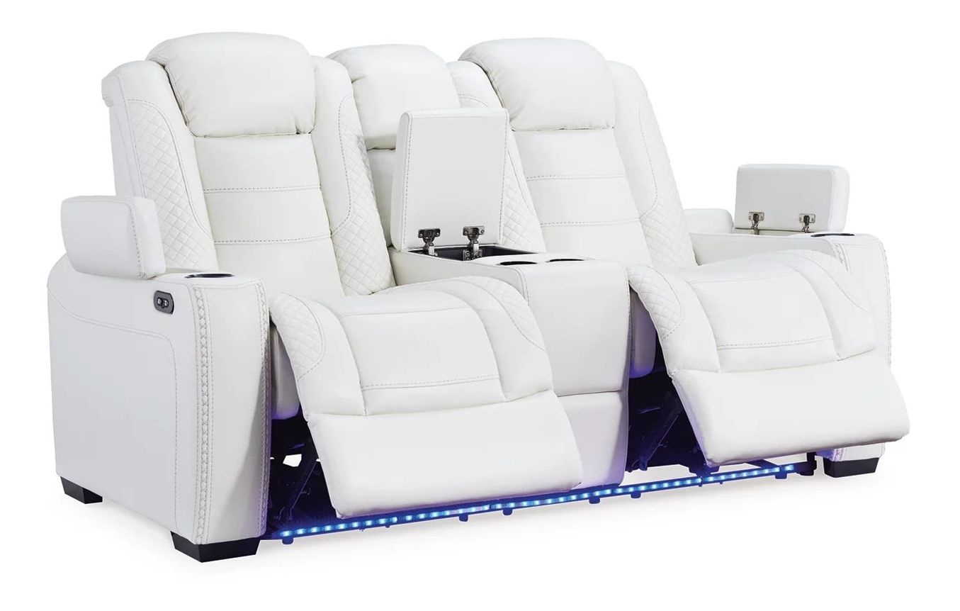 Ashley SM Party Time Leatherette Power Reclining Loveseat w/Headrest