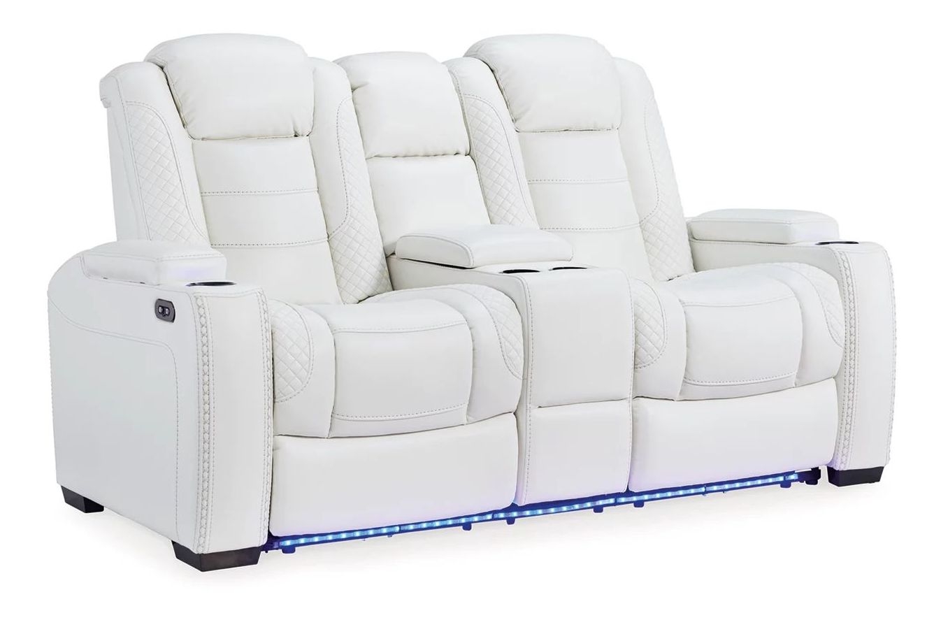 Ashley SM Party Time Leatherette Power Reclining Loveseat w/Headrest