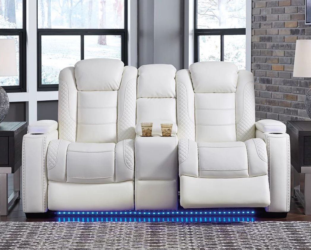 Ashley SM Party Time Leatherette Power Reclining Loveseat w/Headrest