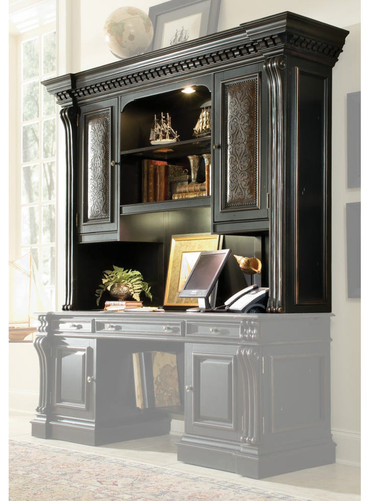 Telluride Wood Veneers Computer Credenza Hutch with LED