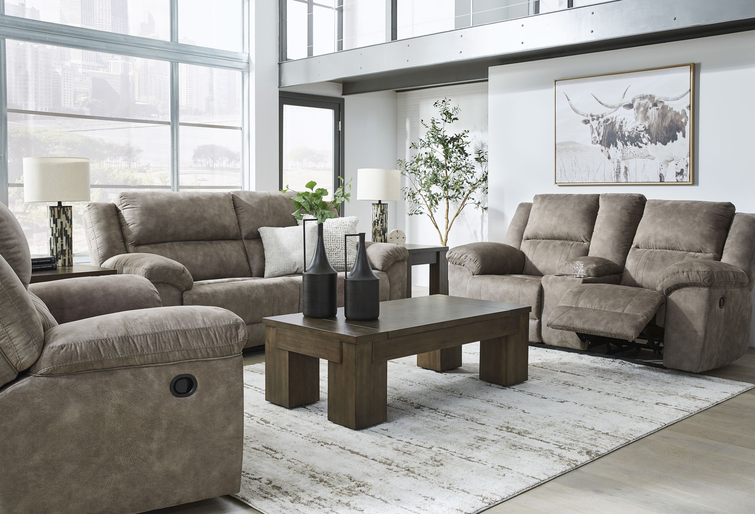 Laresview Polyester Reclining Living Room Set