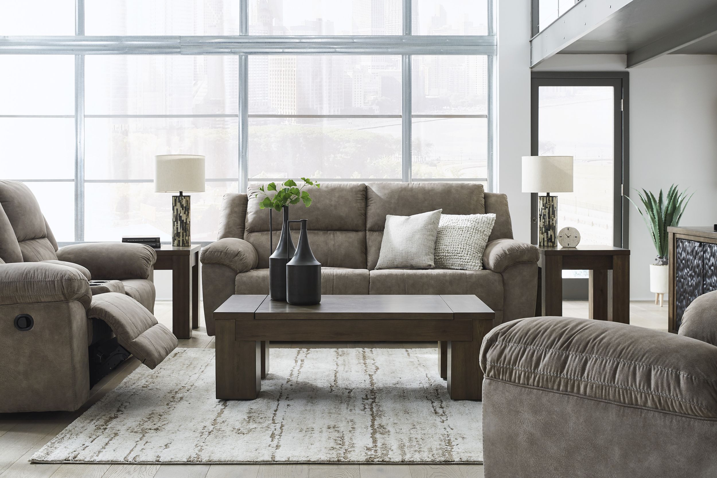 Laresview Polyester Reclining Living Room Set