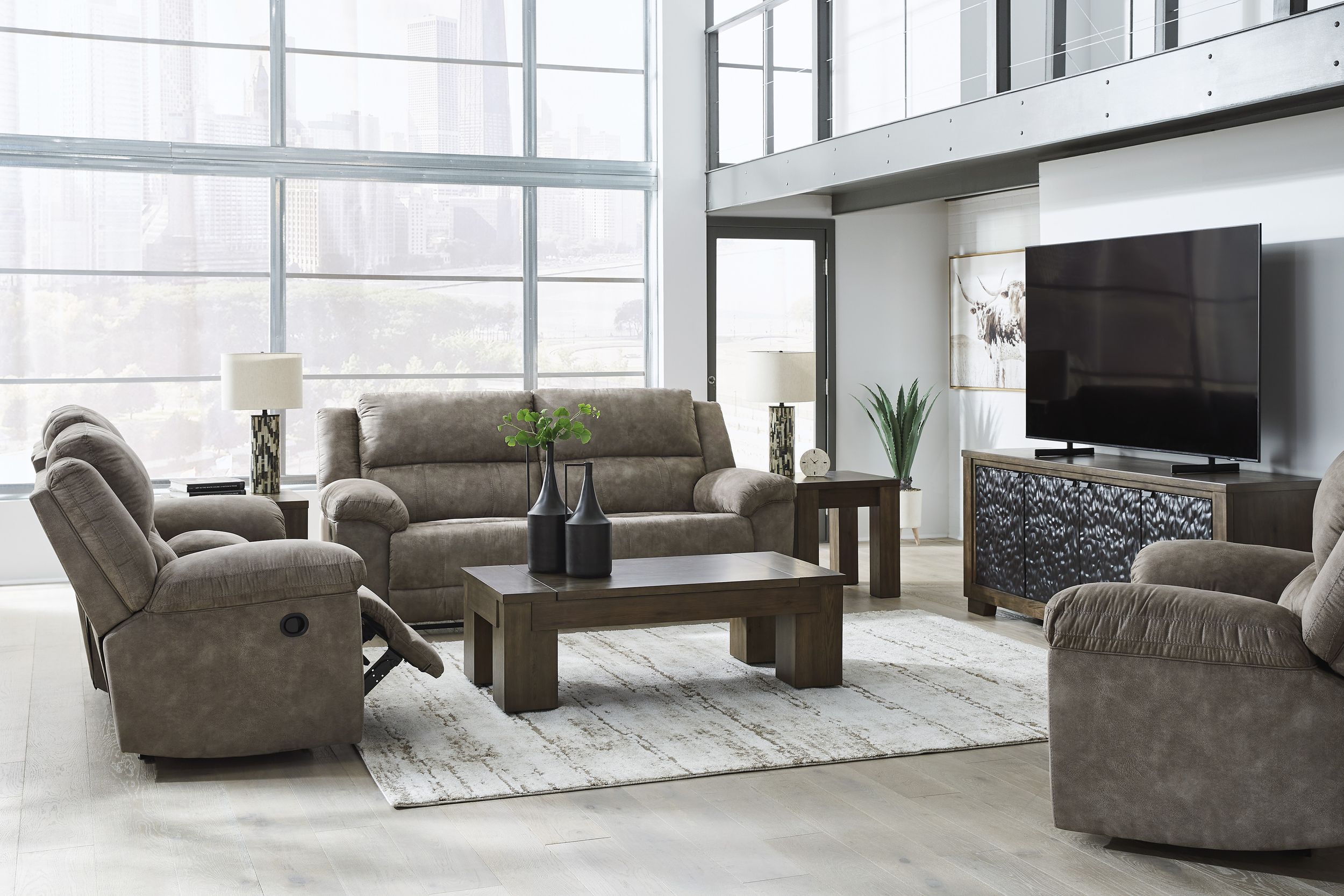 Laresview Polyester Reclining Living Room Set