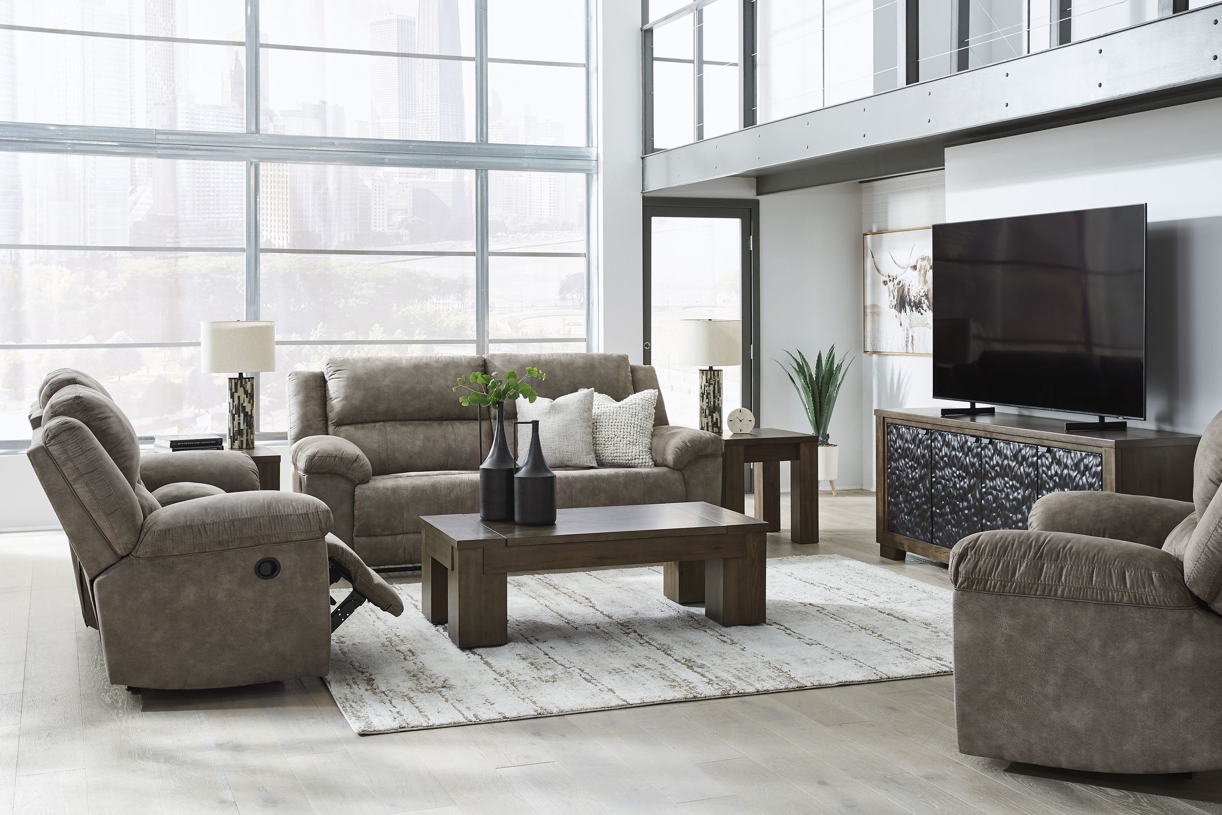 Laresview Polyester Reclining Living Room Set