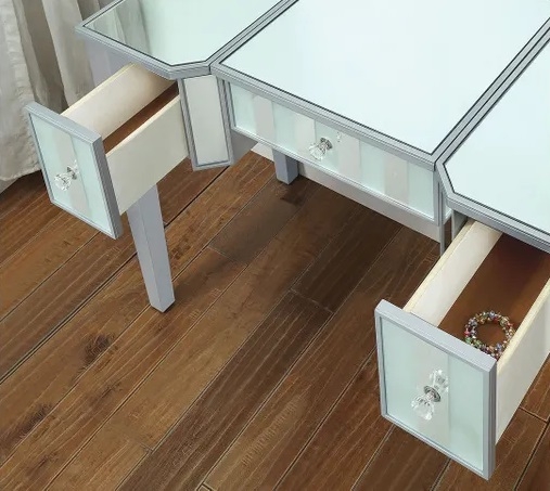 Joyce Wood/Mirror Storage Vanity Dresser w/3 Drawers & Stool