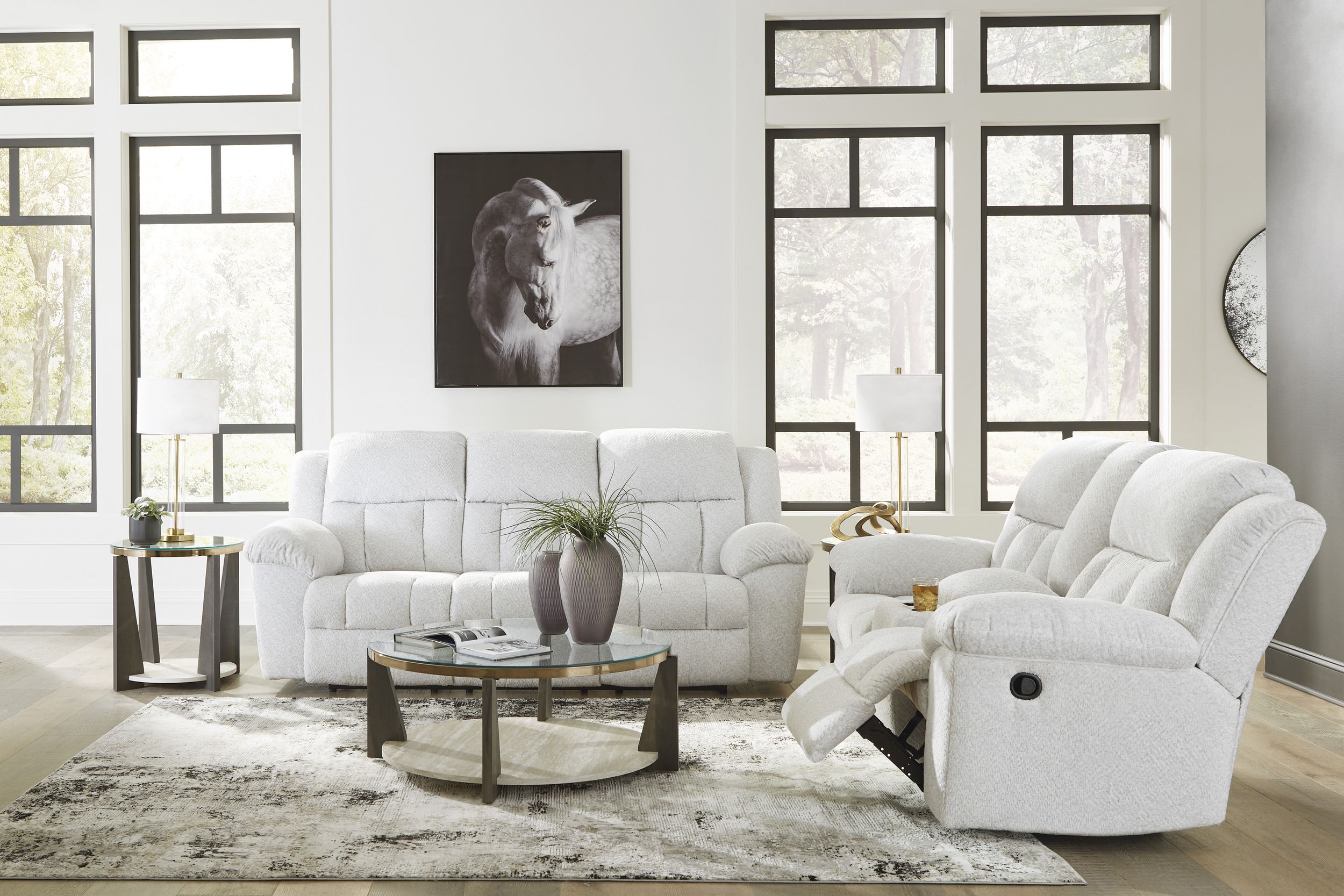 Frohn Polyester Reclining Loveseat w/Console