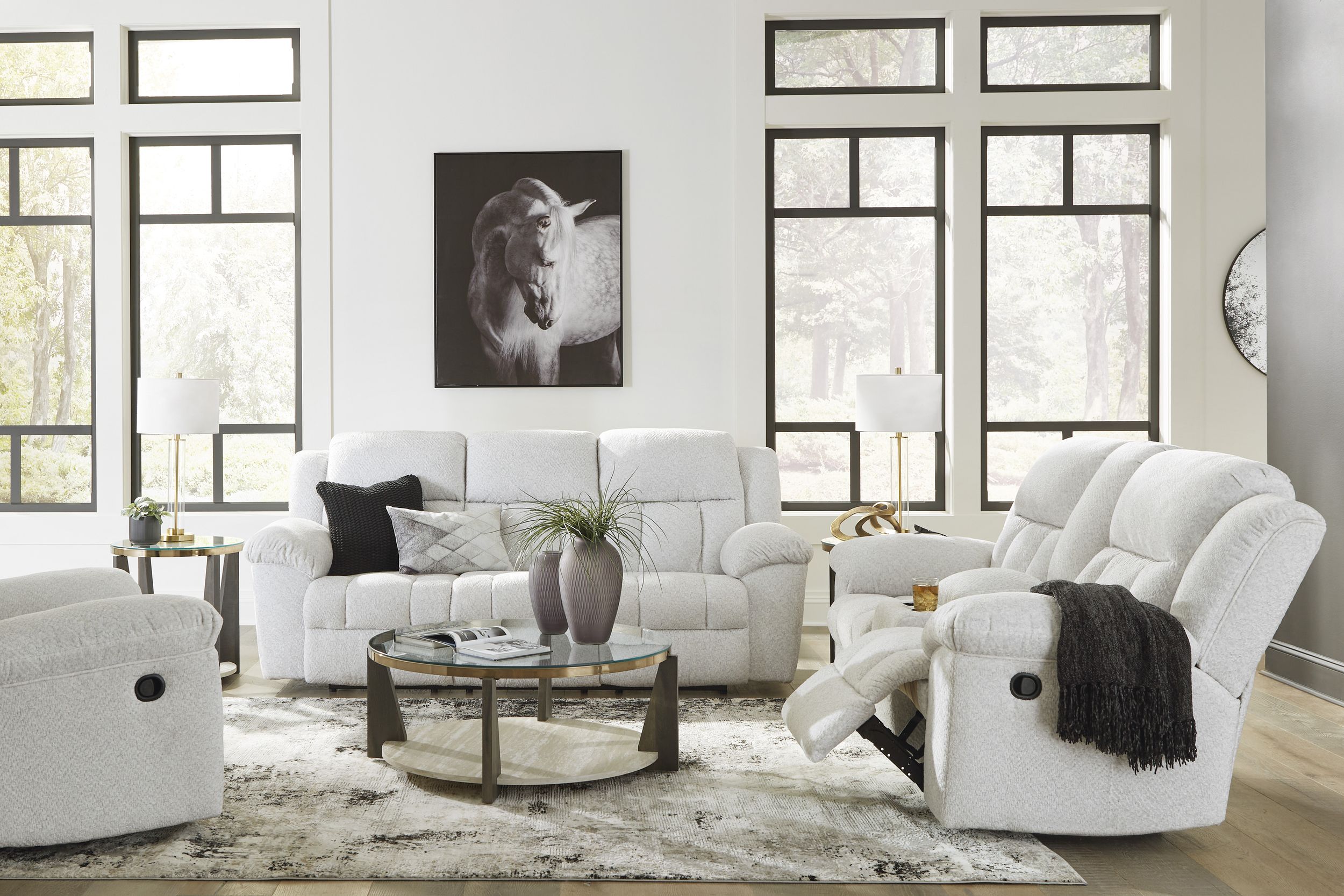 Frohn Polyester Reclining Loveseat w/Console