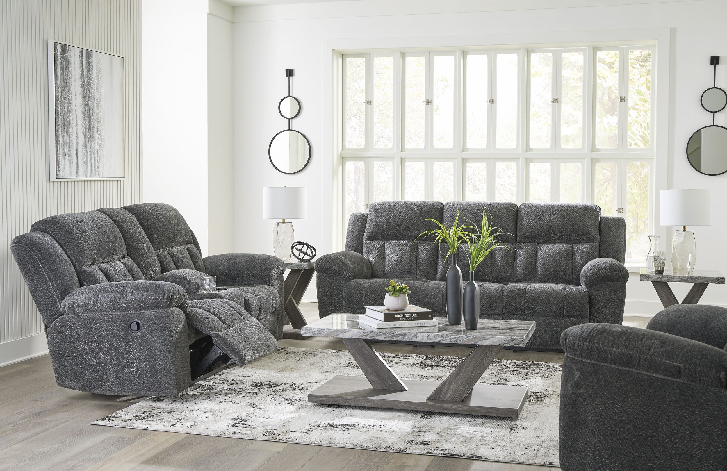 Frohn Polyester Reclining Living Room Set
