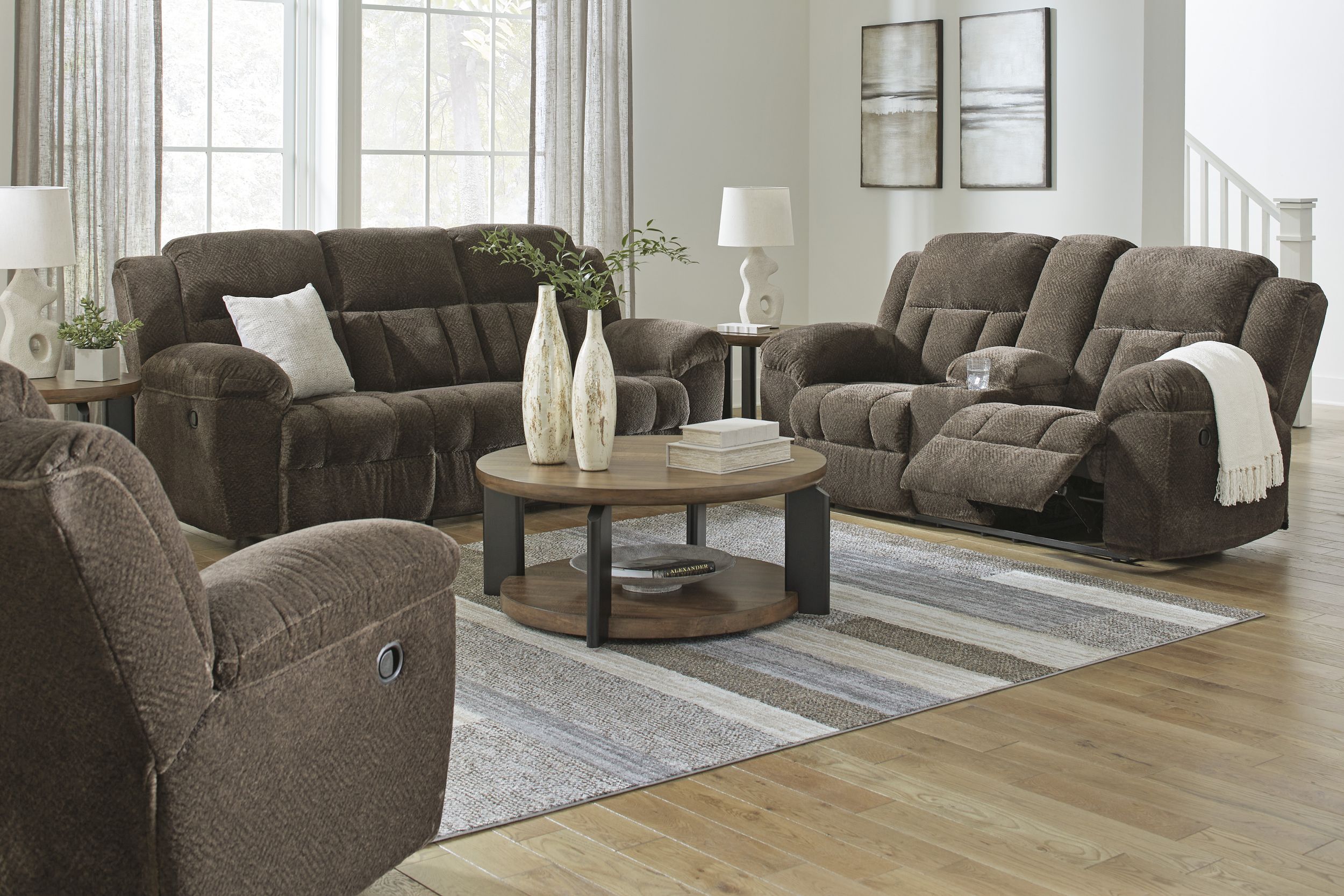 Frohn Polyester Reclining Living Room Set