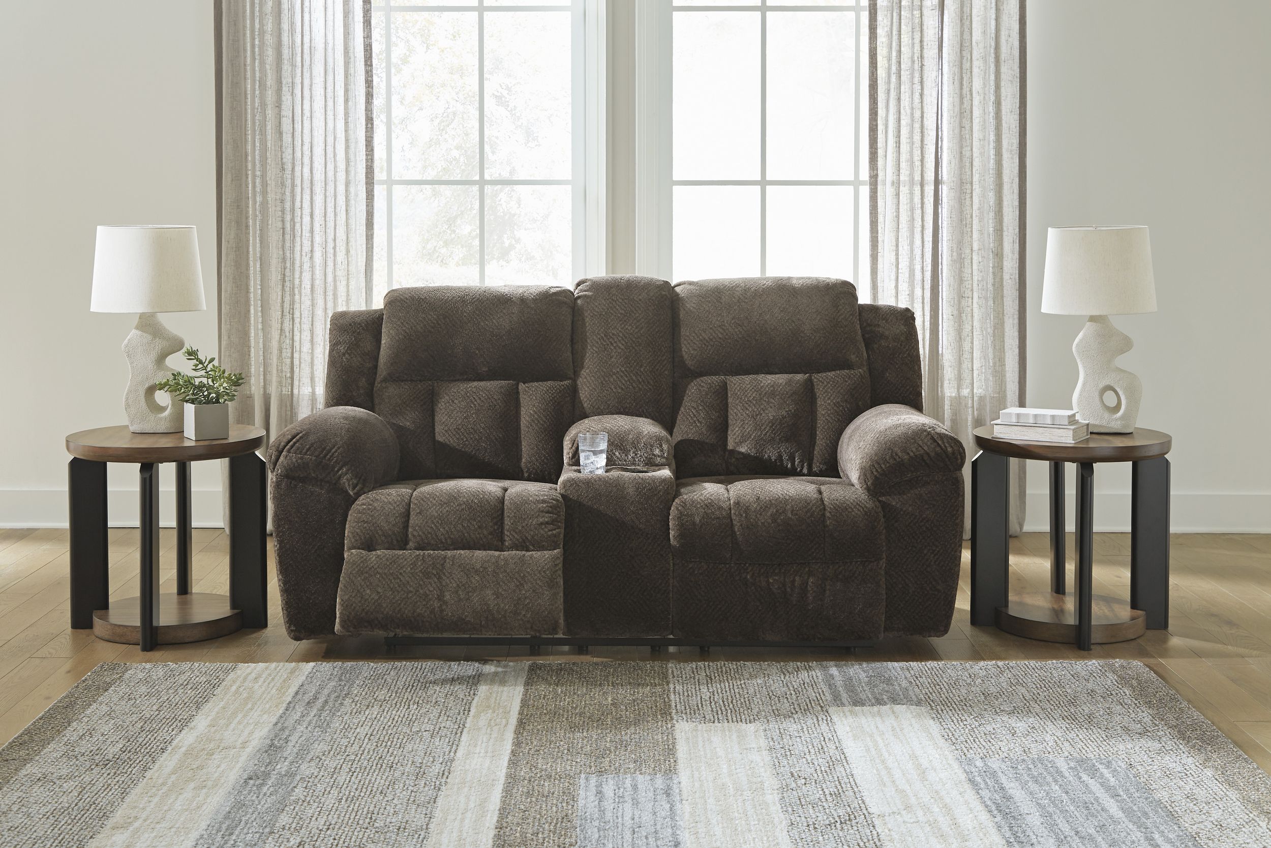 Frohn Polyester Reclining Loveseat w/Console