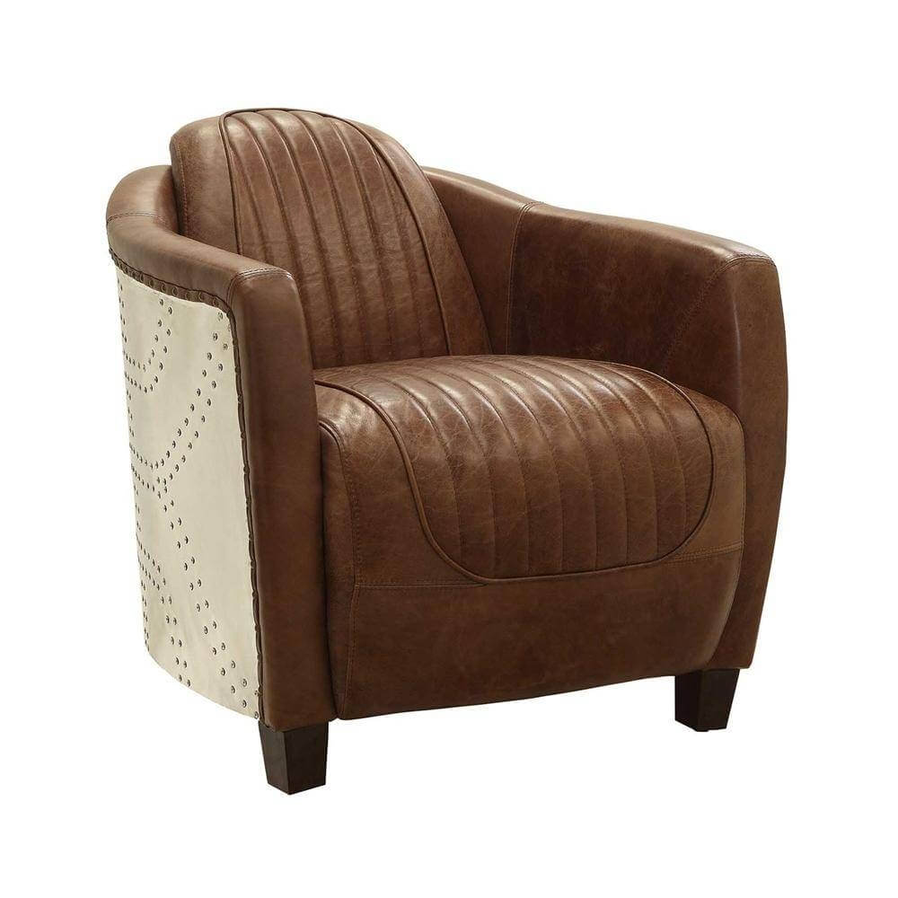 Brancaster Vintage Top Grain Leather/Aluminum Living Room Set