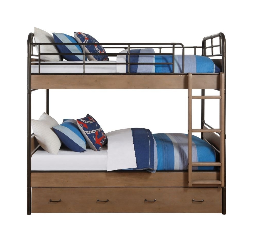 Adams Youth Wood/Metal Bunk Bed w/Trundle, Twin/Twin Size