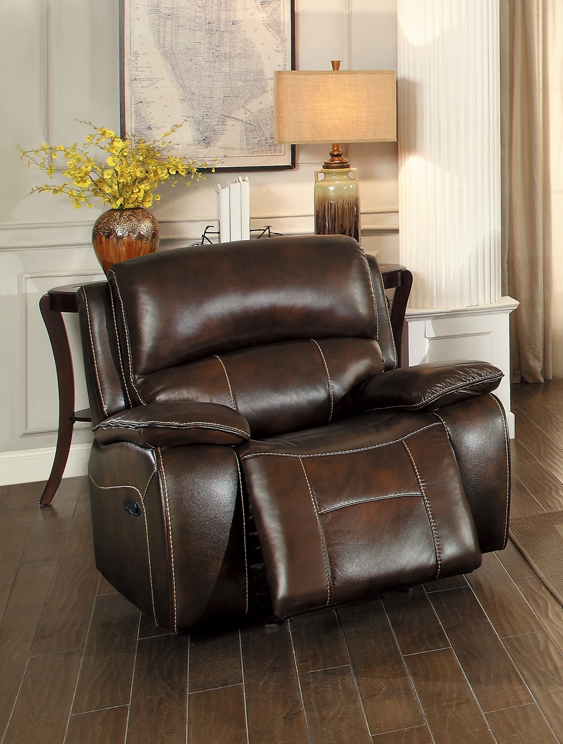 Mahala Leather/Bi-Cast Vinyl Glider Recliner Chair