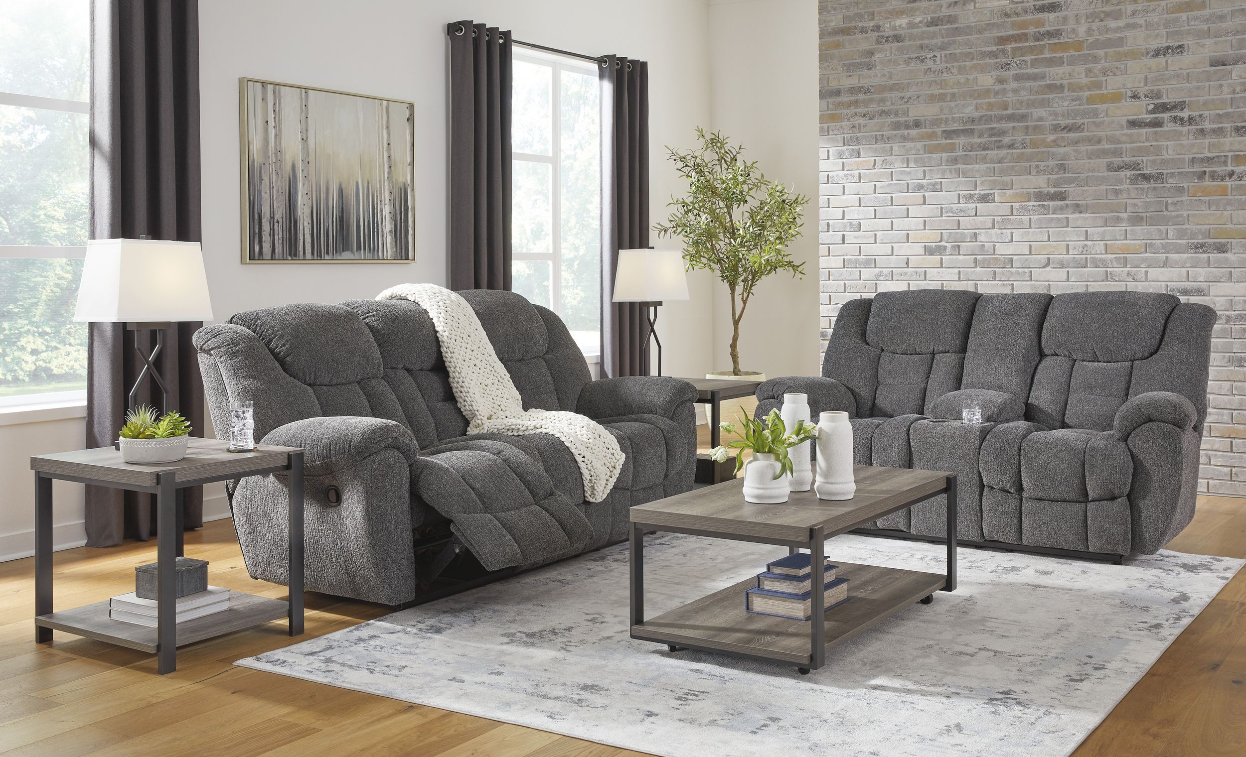 Foreside Polyester Reclining Living Room Set